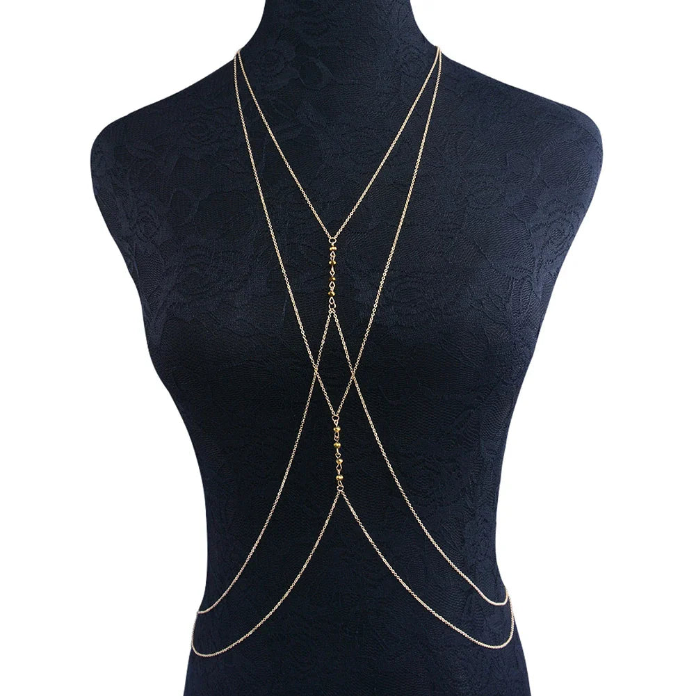 Fashion Womens Sexy Sequins Bra Bikini Beach Harness Necklace Waist Belly Body Chain Fashion Jewelry #241361
