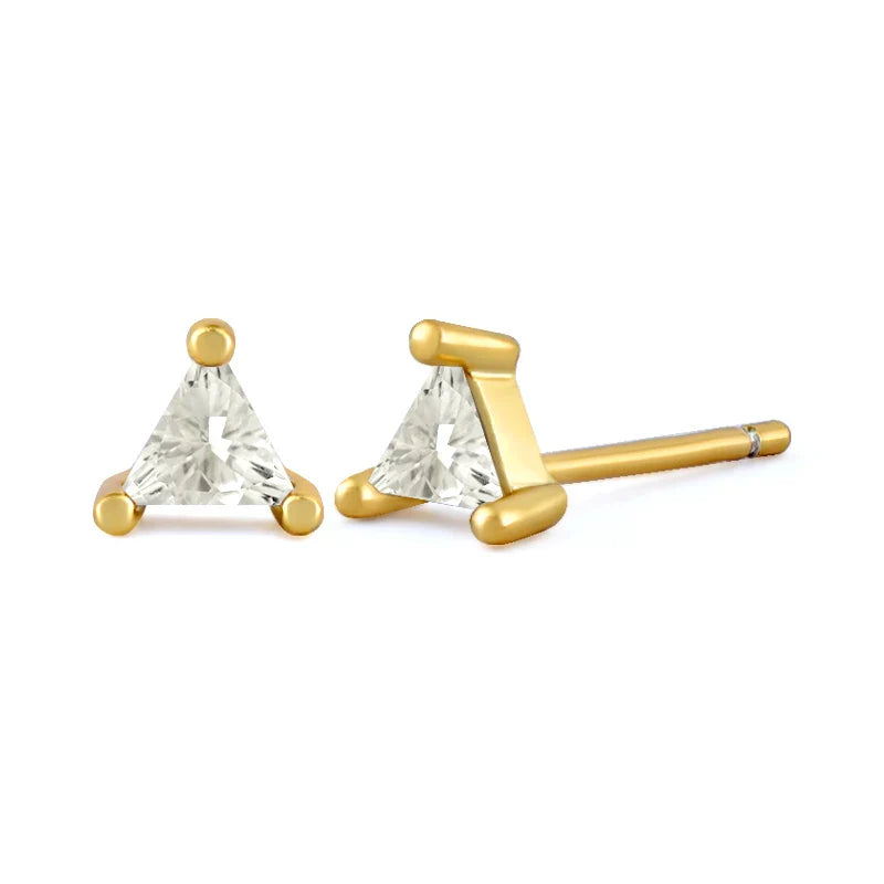 925 Sterling Silver Needle Small Geometry Triangle Crystal Stud Earring for Woman Lovers' Couples Bling Simple Piercing Earrings
