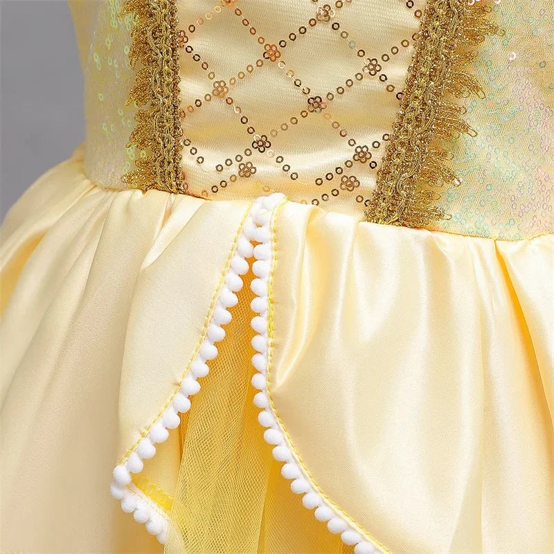 Cinderella Belle Costume for Girls Halloween Disguise Cosplay Rapunzel Princess Dress Baby Christmas Birthday Party Kids Clothes