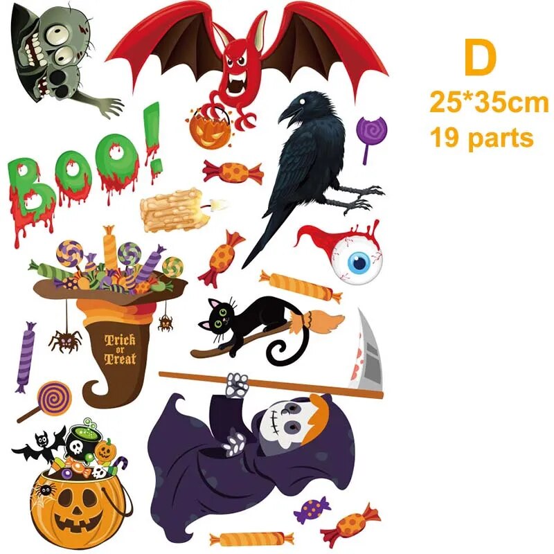 Halloween Decorations Window Clings Halloween Window Stickers Bat Skull Skeleton Stickers Halloween Window Decor for Glass Wall