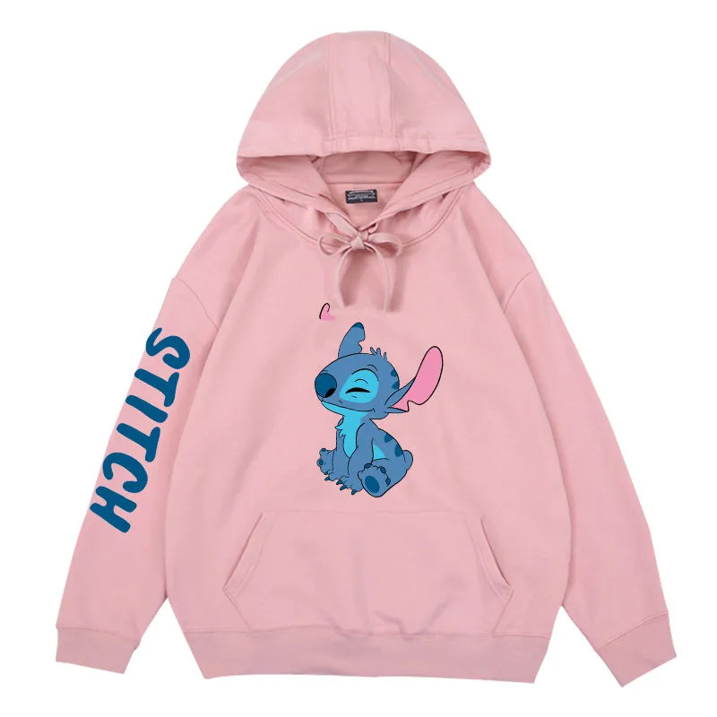 Disney Winter Couples Hoodie Stitch Sweater Loose Jacket Clothes Women's Tops