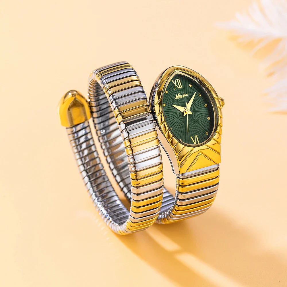 Top Brand MISSFOX Women's Watches New Quartz Snake Shape Simple Ladies Watch Fashion Unique Strap Waterproof Wristwatches