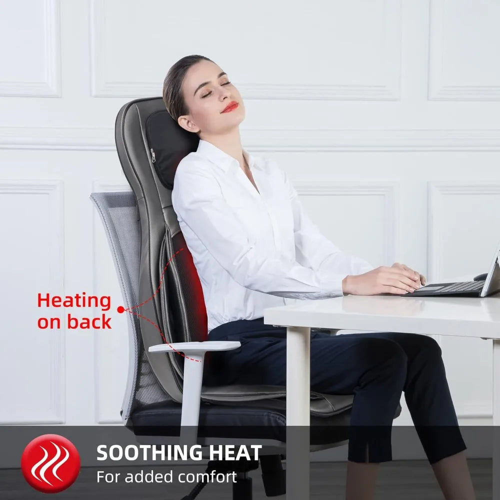 Shiatsu Neck Back Massager with Heat and Compression, App Control 2D or 3D Deep Tissue Kneading Massage Chair Pad,Chair Massager