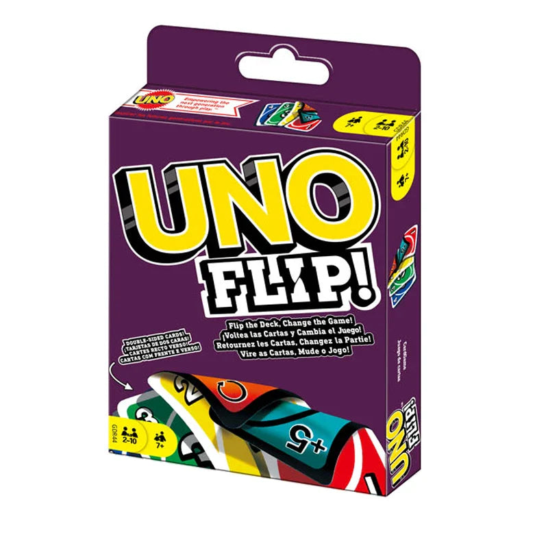Mattel Games UNO FLIP Card Game for Family Night Featuring Tv Show Themed Graphics and a Special Rule for 2-10 Players