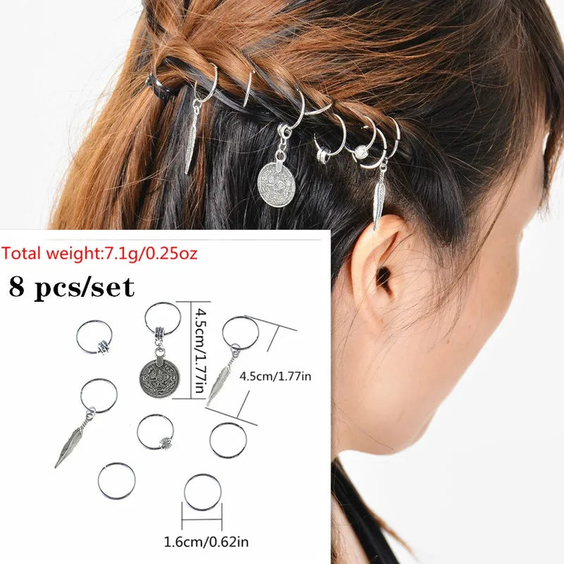 Hair Braid Dreadlock Beads Clips Charms African Braids Cuffs Rings Hip Hop Style Jewelry Dreadlock Clasps Accessories