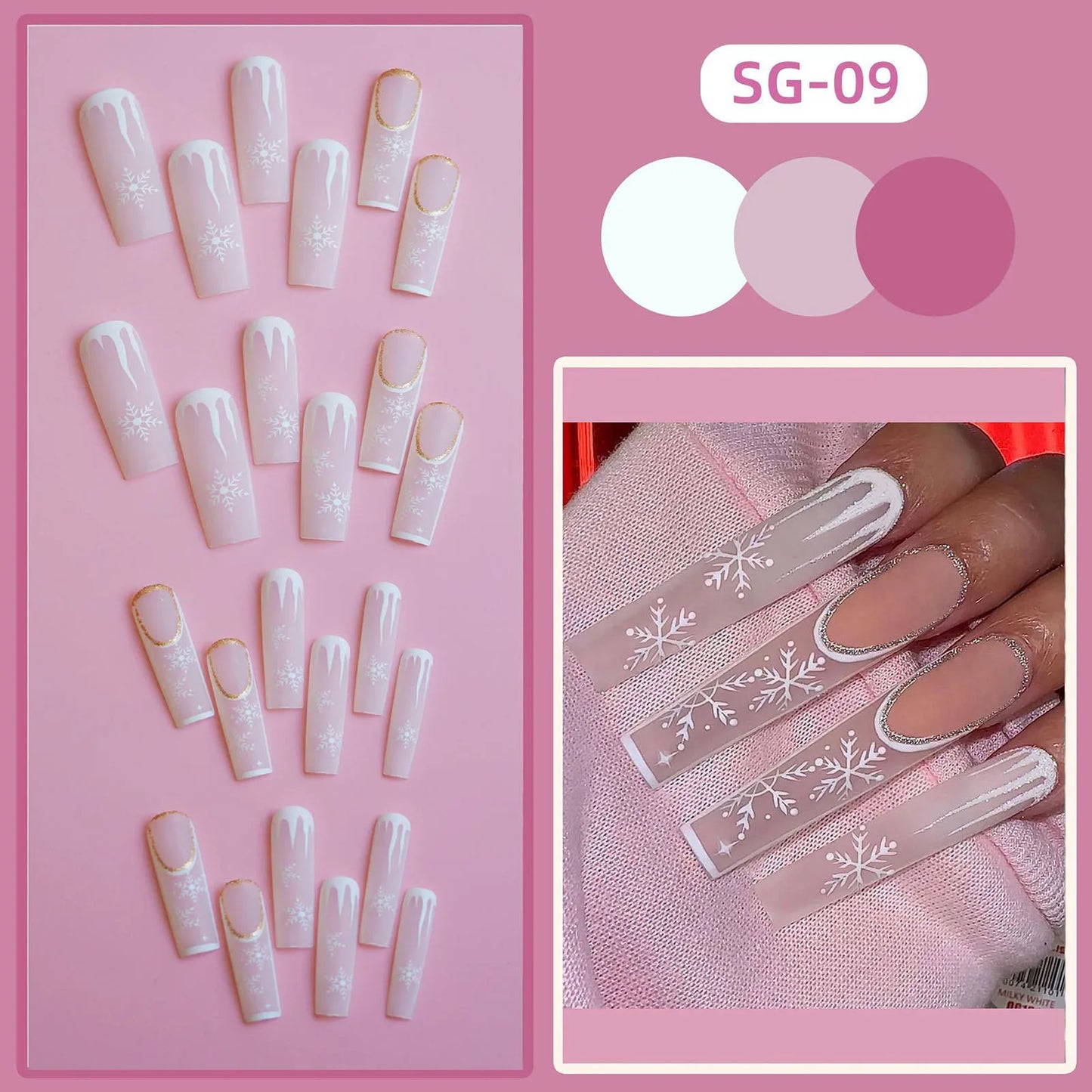 Christmas Pattern Press-on Nails Ultra-flexible Long Lasting Fake Nails for Nail Decoration Nail Art