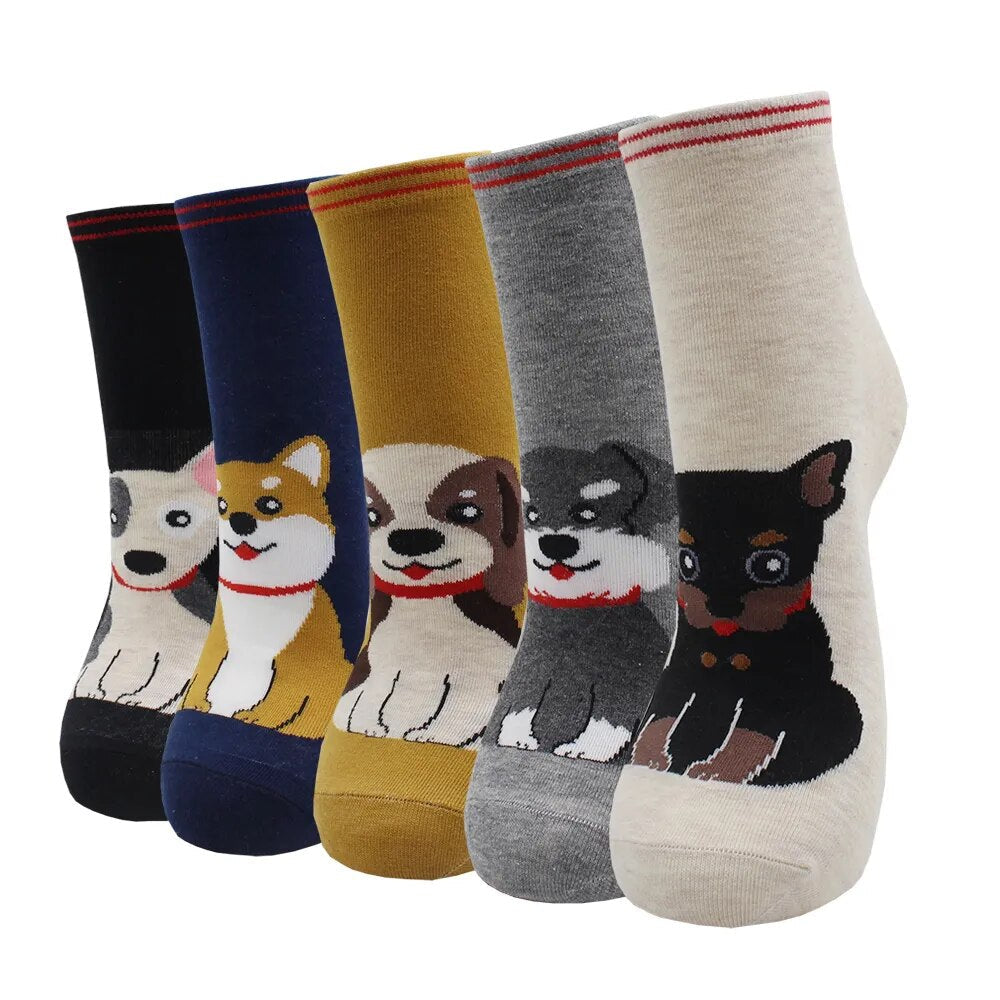 5 Pairs Fashion Colorful Kawaii Cute Cartoon Cotton Women Socks Harajuku Korean Halloween Cat Dog Owl Duck Fox Girl Socks