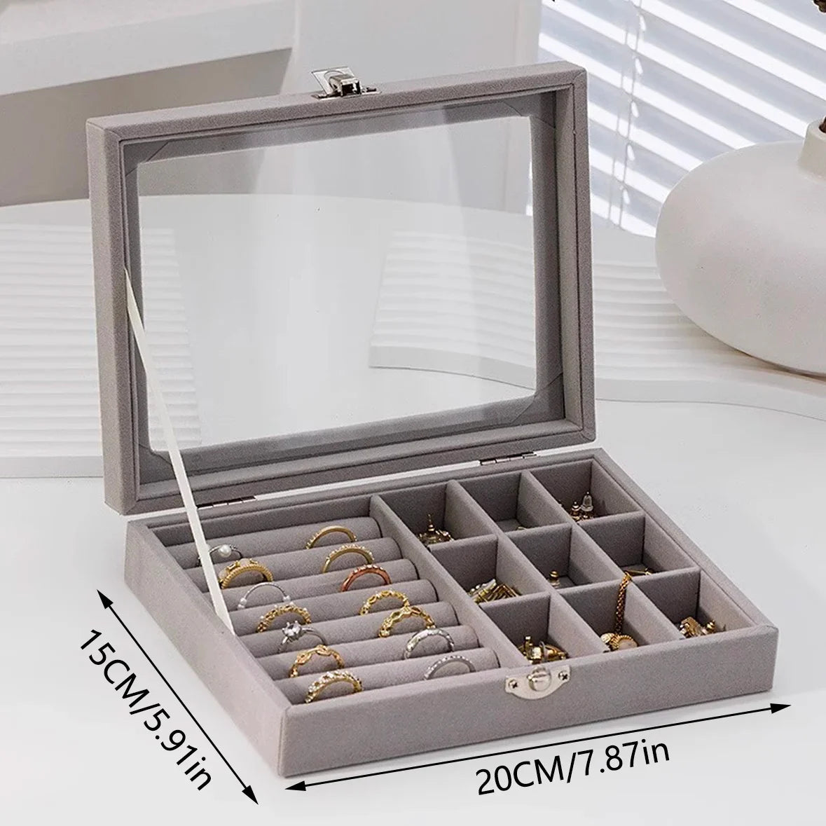 1PC Storage Box PU Jewelry  Anti-oxidation Necklace Ear Ring Ear Stud Pendant Jewelry Box Large Capacity Portable Jewelry Box