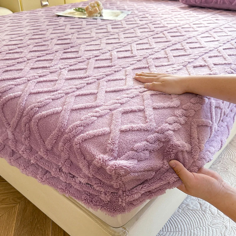 1pc Winter Warm Bed Sheet with Elastic Band Single/Queen/King Mattress Cover.