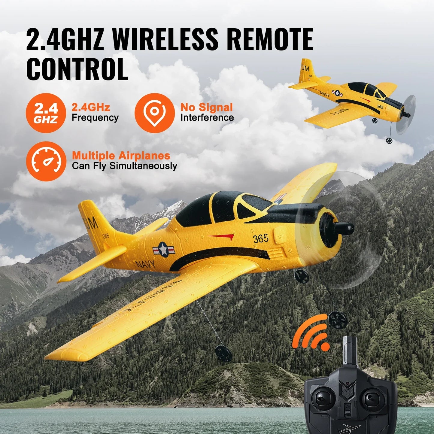 VEVOR RC Plane 2.4G 4CH Remote Control Airplane with 6-Axis Gyro Stabilizer Aircraft Toy RC Glider for Kids Beginners Boys Gifts