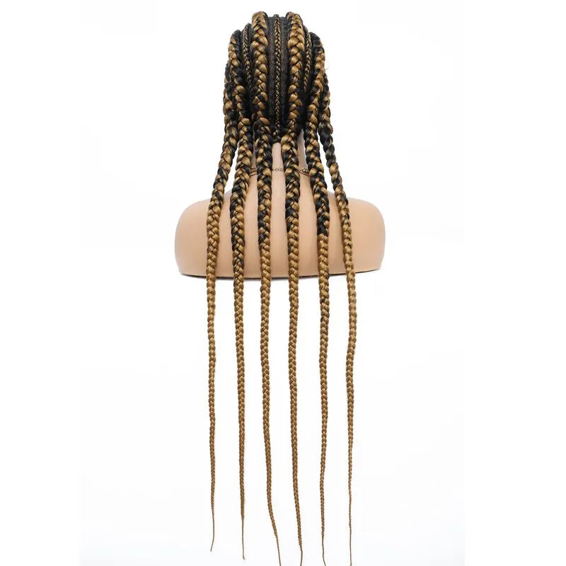 36 Inches Cornrows Braided Wigs Synthetic Full Lace Wig For Black Women Jumbo Braided Wigs Lace Frontal Faux Locs Box Braids Wig