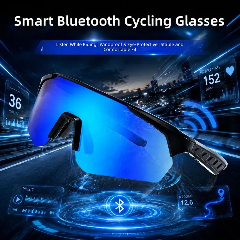 AI Smart Bluetooth Glasses for Men Women Outdoor Sports Cycling UV Protection Wireless Music Call Headset Eyewear Sunglasses