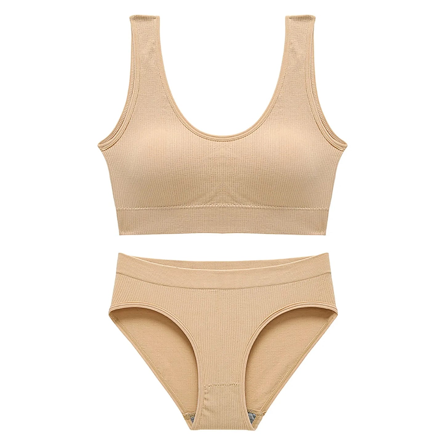 Women Seamless Bra Set Seamless Non Wire Brassiere High Waist Underwear Female Wide Shoulder Strap Vest Bras Set Women Underwear