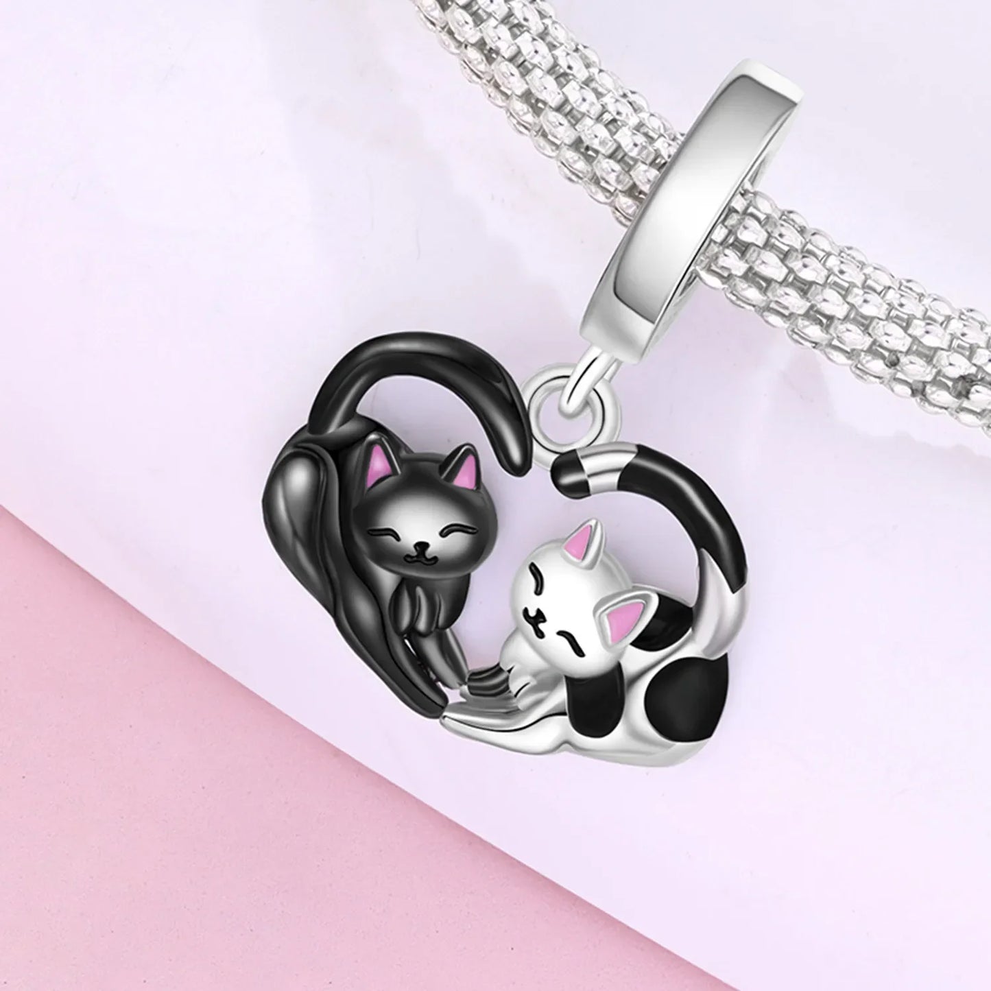 Hot Sale 925 Sterling Silver Dog Cat Cute Pet Animals Pendant Birthday Party Gift for Women Bangle Bracelet Necklace DIY Jewelry