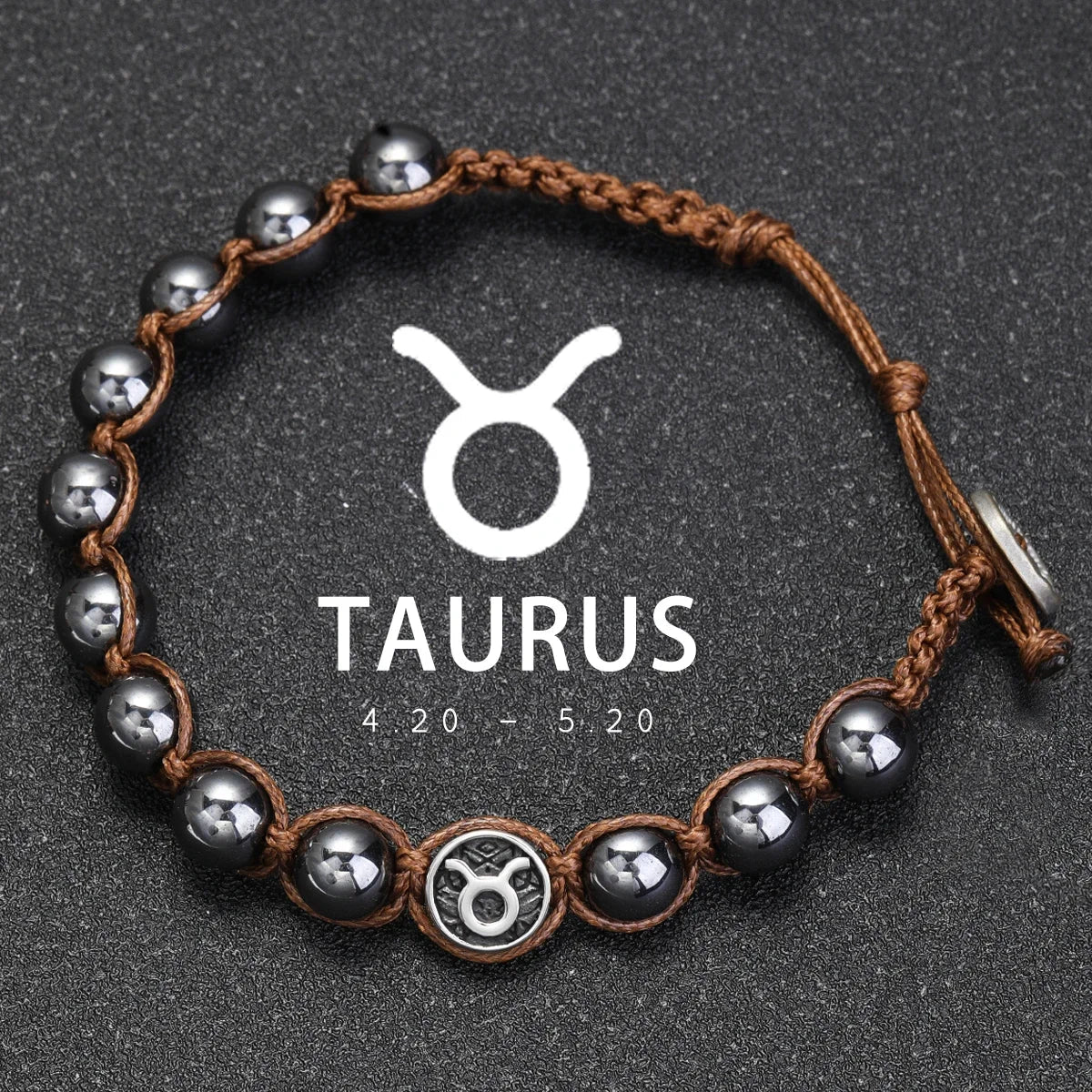 12 Constellation Bracelet Stainless Steel Accessories Handmade Bracelet 8mm Hematite Beads Men's and Women's Bracelet Jewelry