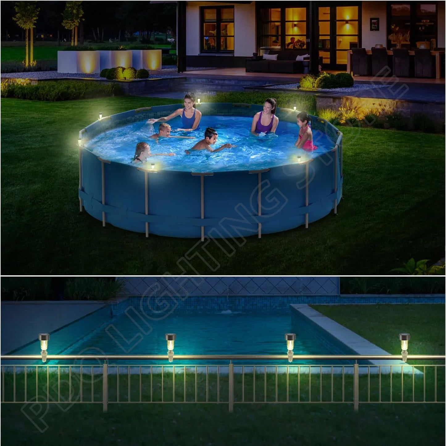 6 packages Solar Pool Light Frame on the ground for swimming pool outdoor pool fence decorative accessories Waterproof LED