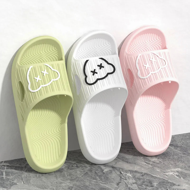 Summer Bathroom Household Slippers Flat Non-slip, Cartoon Flip-flops Beach Women's Sandals Indoor And Outdoor