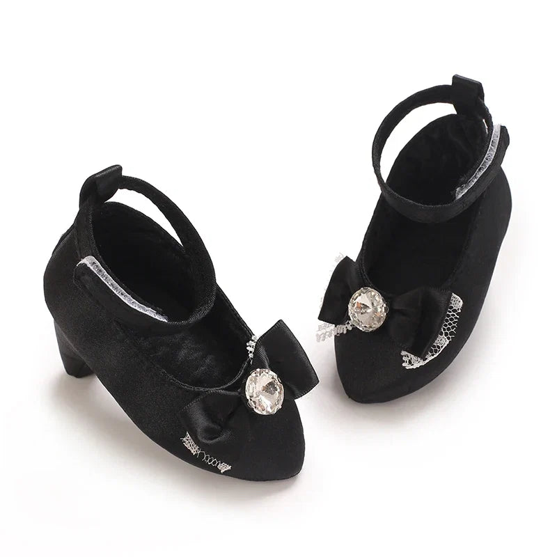 Newborn Infant Baby Fashion Girls High Heels Shoes 0-5Months Princess Bow Party Crib Shoes Photo Props Shoes