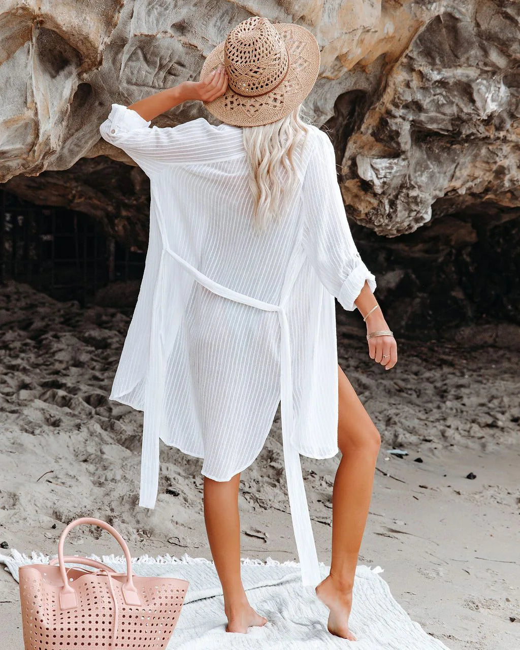 Women's Self Belted Kimono Dress, Beach Shirts, Bikini Cover Ups, Elegant Swimsuit Covers, Holiday Bathing Suits, Beachwear, New