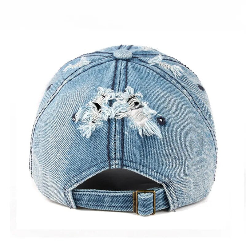 Snapback Women's Distressed Hole Embroidery Simple Baseball Cap For Women Men Fashion Female Outdoor Leisure Cowboy Hat Caps