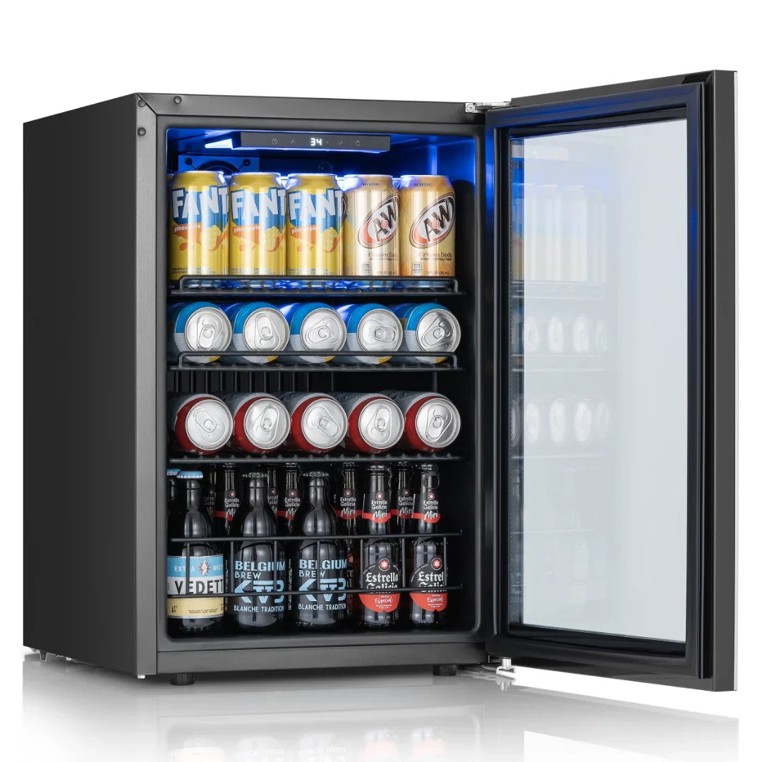 Ca'Lefort Beverage Cooler 62L Mini Fridge Direct Cooling Digital Temperature Control Beverage Refrigerator  with Reversible Glass Door, Adjustable Shelves  for Soda, Beer & Drinks, for Dorm, Office & Home