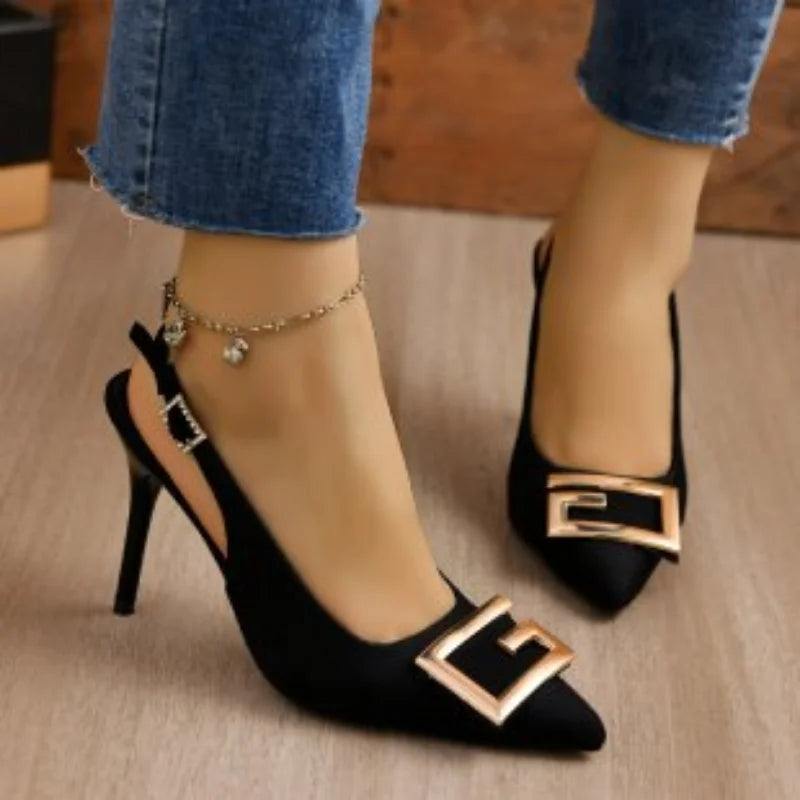 Summer Women Heels Sandals  High Heels Replica Pumps Lady Luxury Designer Middle Low Heels Party Slip on Shoes