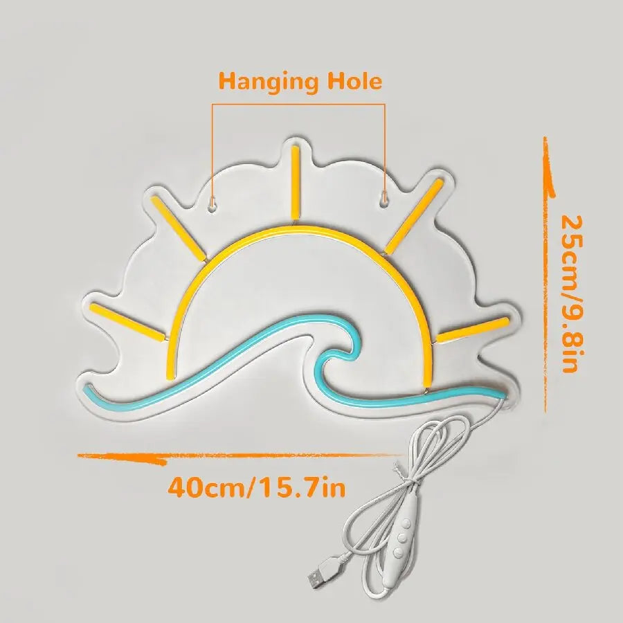 Sunrise Sunset Neon Sign Moon over Sea  LED Light Twilight Wave  Wall Signs for Room Decor Anime Neon Light Acrylic cloud Sign