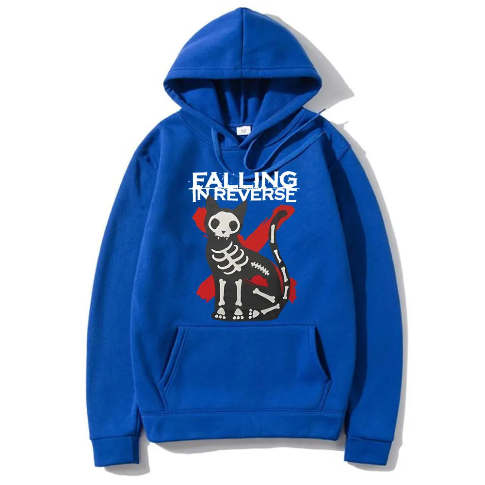 Falling in Reverse Cat Graphic Hoodie Men Women Gothic Casual Oversized Sweatshirt Men's Vintage Streetwear Male Cotton Hoodies