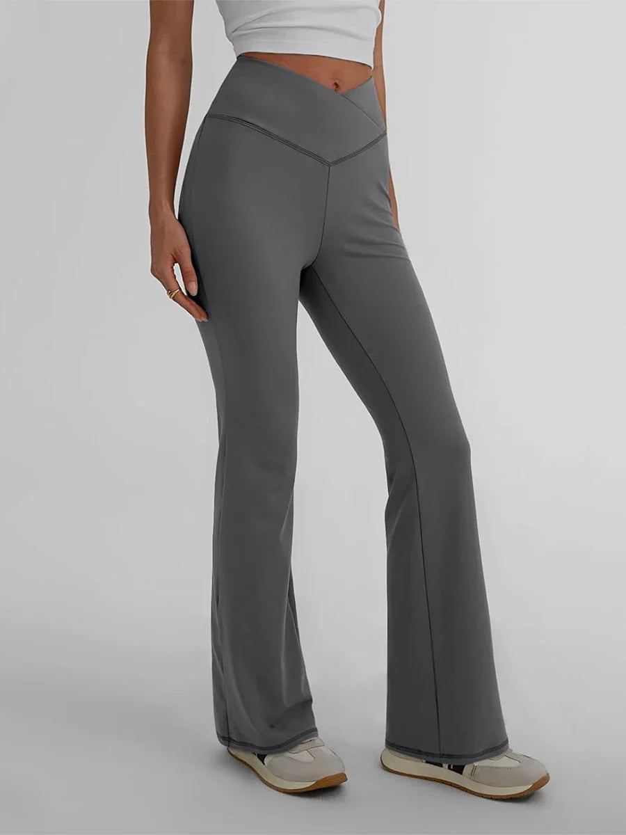 Women s High Waist Yoga Leggings with Tummy Control and Flare Leg Design for Bootcut Style Solid Color Pants