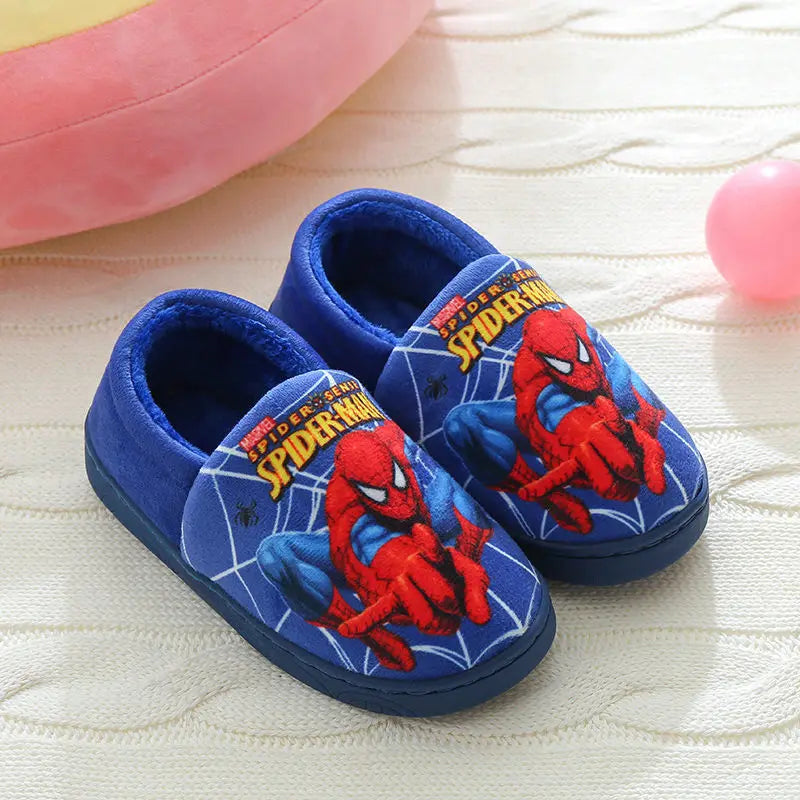 Disney Indoor Home Slippers Parent-child Cotton Anti-skid Floor Children's Shoes Breathable Cartoon Warm Slippers Size 24-39