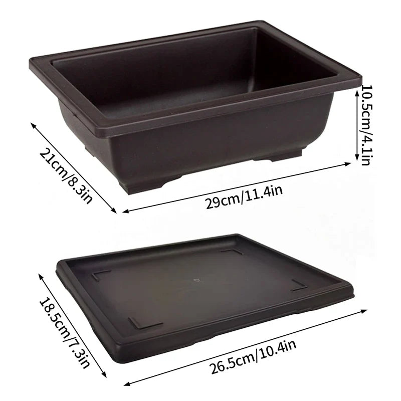 Rectangular Bonsai Training Pots Plastic Flowerpot with Drainage Tray Succulent Plants Pot Bonsai Plants Growing Pots Home Decor