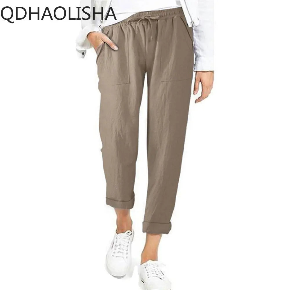 Women's Pants New In Korean Fashion Commuter High Waist Women Clothes Cotton Lace-up Pencil Wide Trousers Streetwear Black Pants