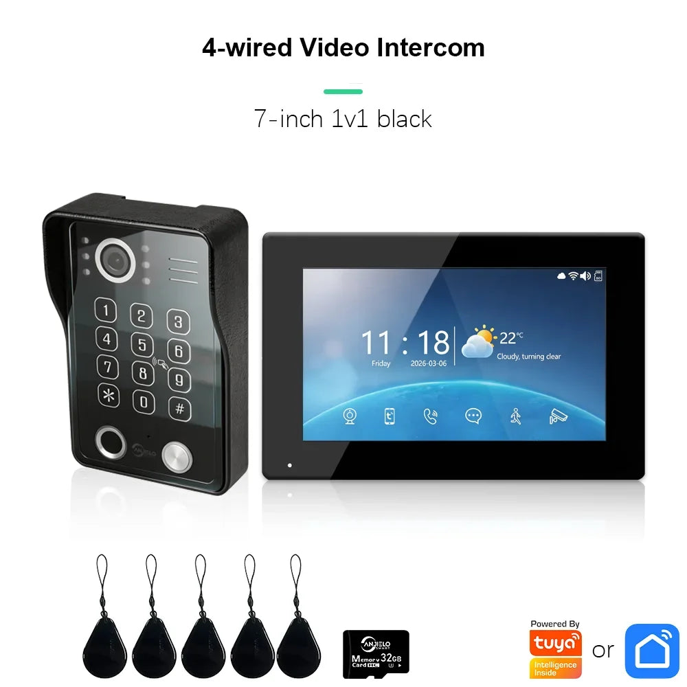 ANJIELO Doorbell Video Intercom System for Home Doorphone Tuya Smart 1080P Monitor Motion Detection Digital Photo Frame