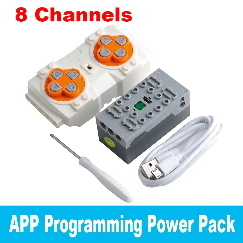 DIY MOC Remote Control Set Rechargeable Battery Box Blue-tooth M Motor Speed Control APP Program PF Building Blocks Modification