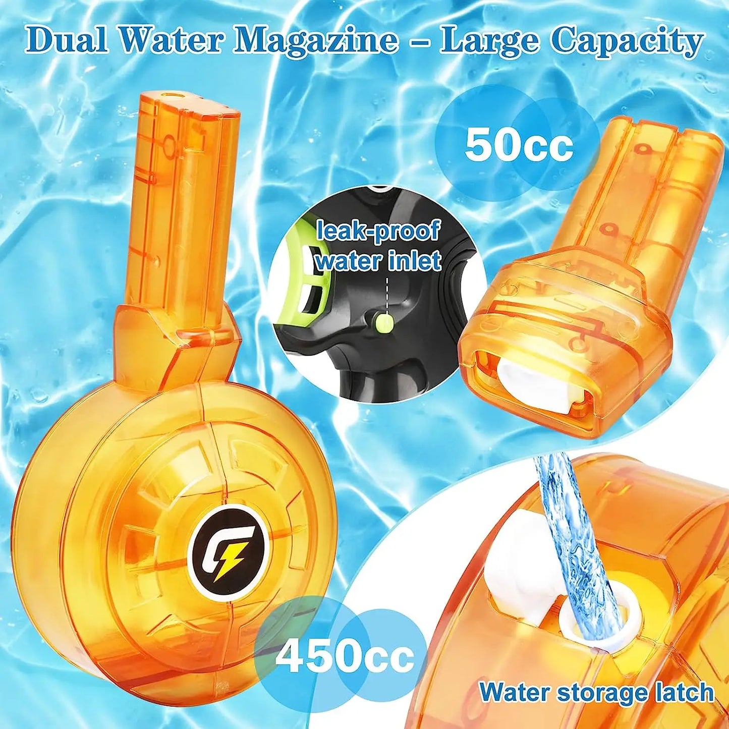 VATOS 2 Pack Electric Water Gun Squirt Pistol Toy Squirt Toys Blaster Summer Beach Pool Outdoor Toys for Kids Adults
