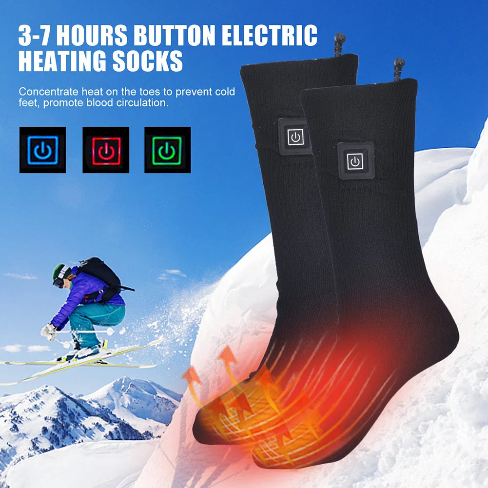 Winter Electric Heated Socks Men Women Thermal Cotton Heated Socks Elastic Comfortable Foot Warmer Socks for Outdoor Skiing