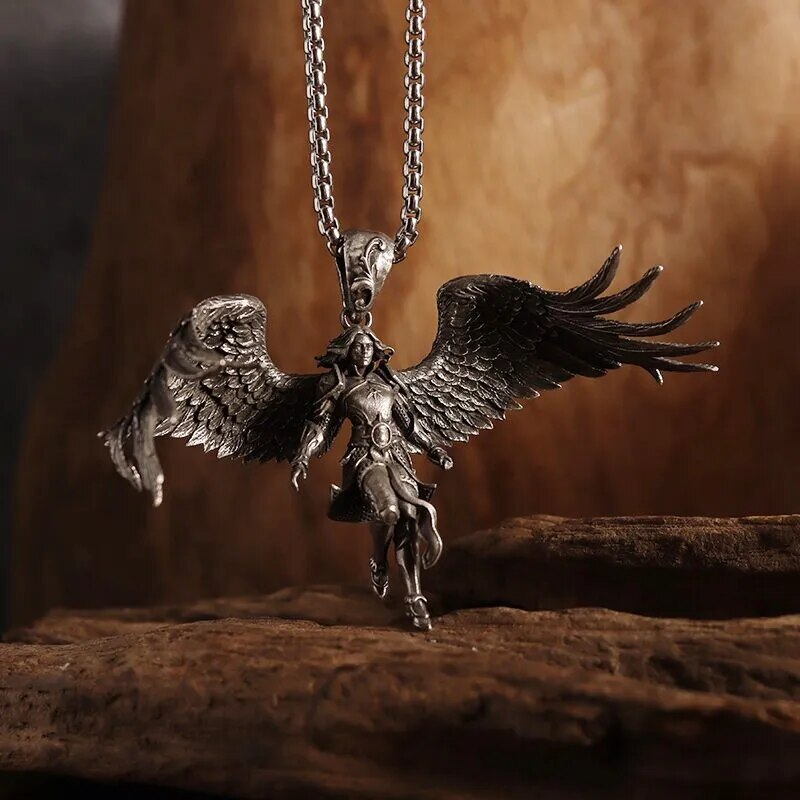 Gothic Wings Grim Reaper Pendant Half Body Skull Necklace Biker Punk Rock Jewelry Halloween Gift
