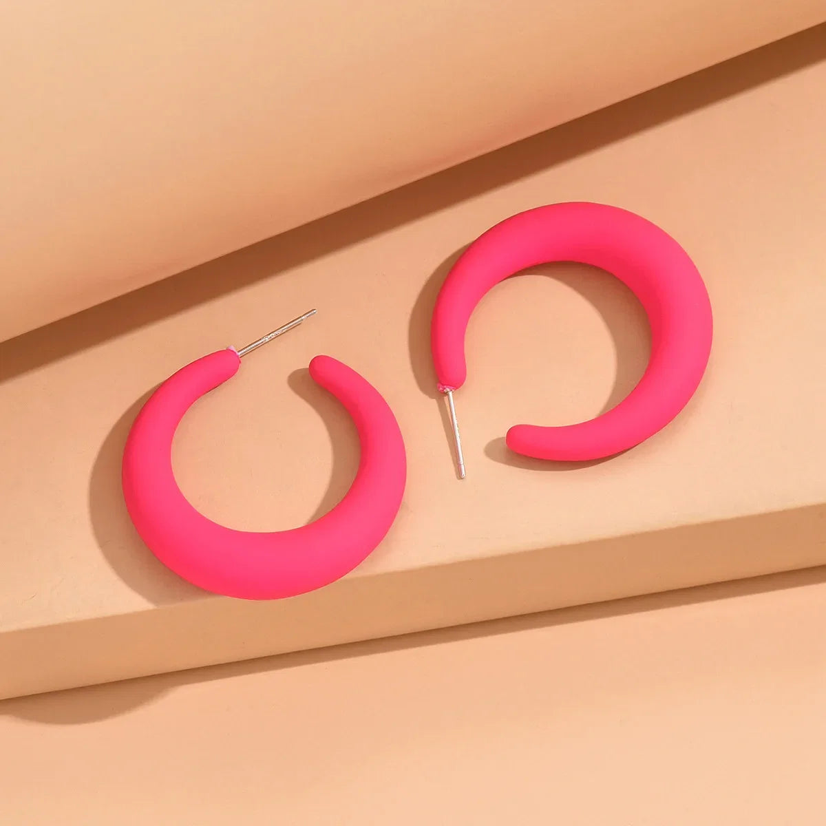 Simple Big Round Star Heart Hoop Earrings For Women Geometric Plastic Exaggerated Earring Hyperbole Trendy Ring Earrings Jewelry