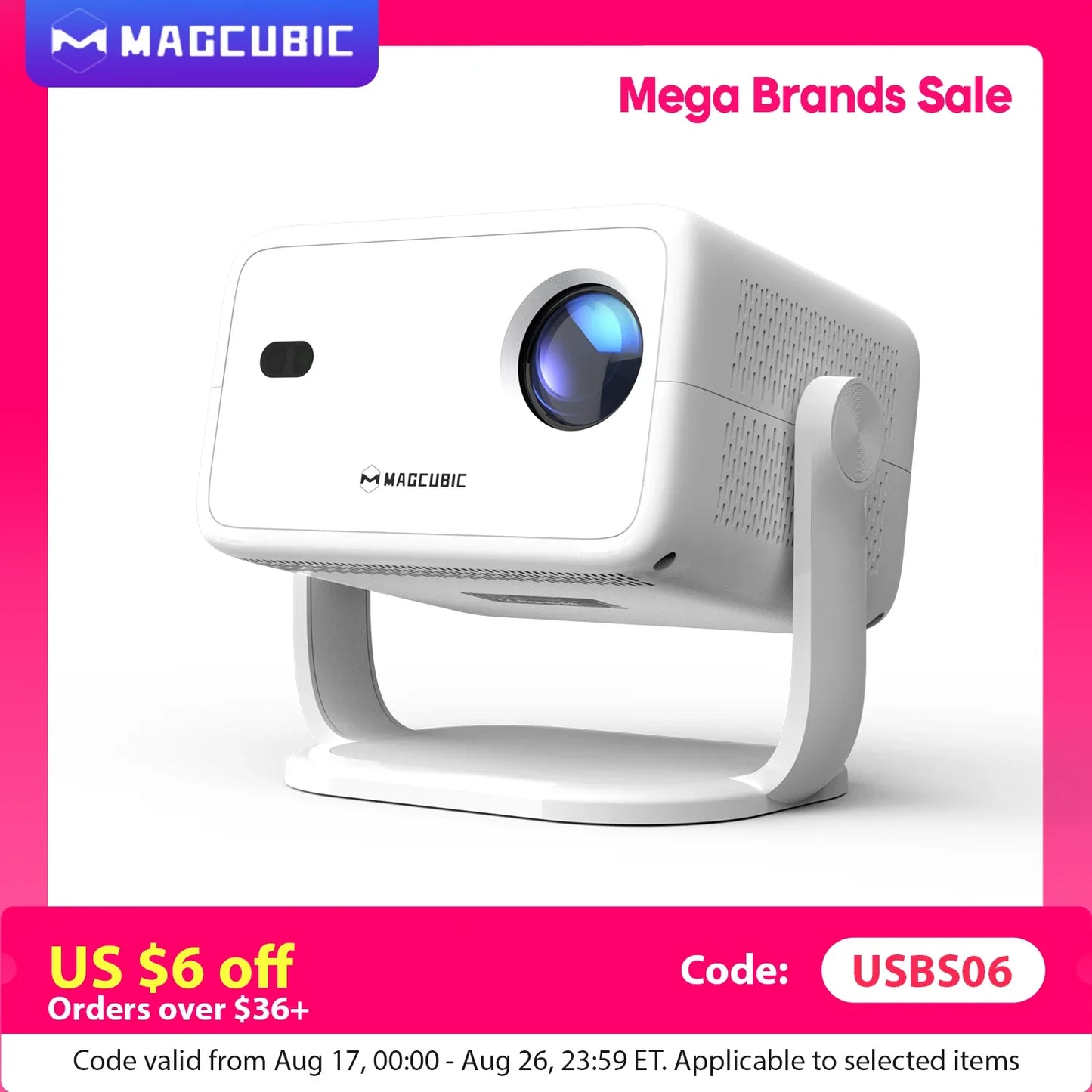 Magcubic 650ANSI L018 8K Projector Native 1080P Home Cinema Auto Focus Keystone Android 14 WiFi6 Portable Projector for Outdoor