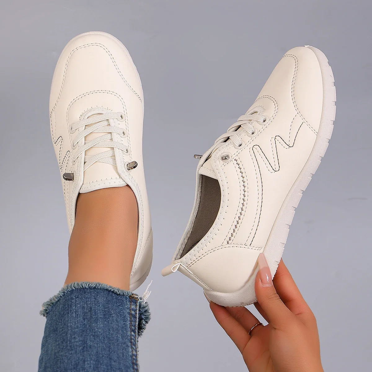Spring new women's sports shoes, fashionable, breathable, lightweight, non-slip, wear-resistant, casual sports shoes, flat shoes