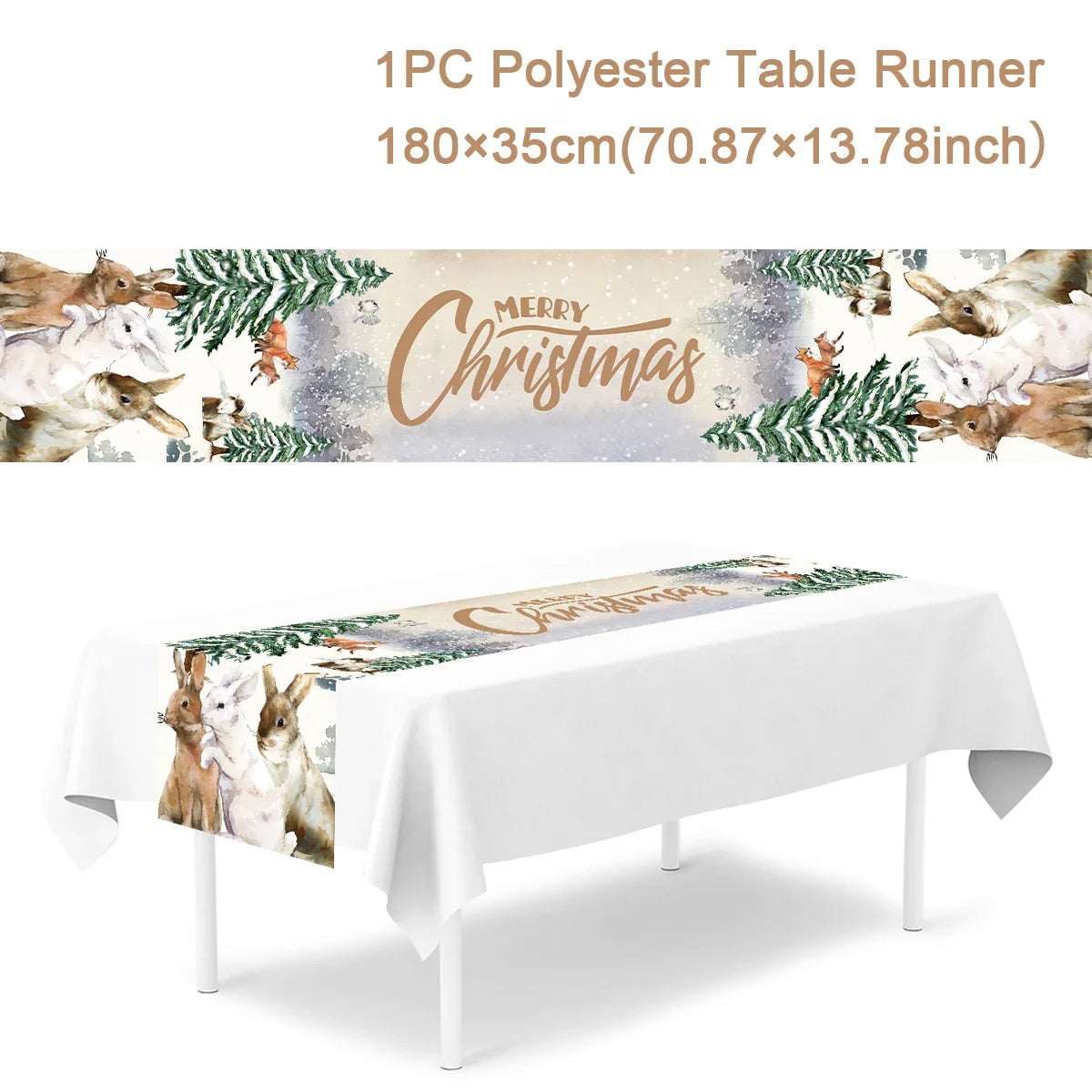 Christmas Polyester Table Runner Merry Christmas Decoration For Home 2023 Xmas Gifts Navidad Noel New Year 2024 Natal Tablecloth