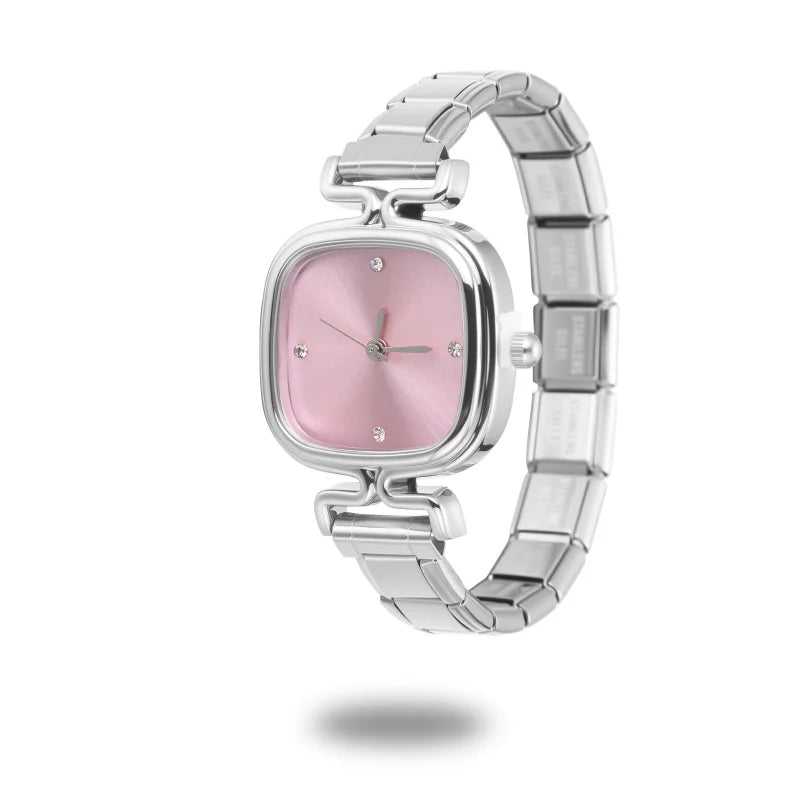 1PC 's Stainless Steel Round Simple Watch Bracelet Bangle for Friend
