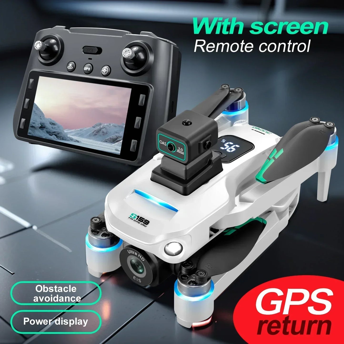 2024 S159 GPS Brushless Drone Screen Controlled Memory Card 8K HD Camera Obstacle Avoidance Aerial Photography Dron Toy Gift 2KM