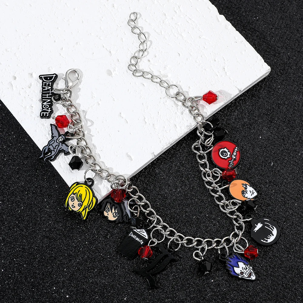 Japan Anime Death Note Bracelet Ryuk Yagami Light Charms Bracelet Hand Chain Enamel Pendant Jewelry Accessories for Fans Gifts