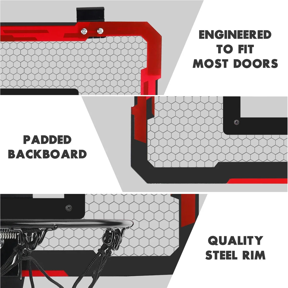 MQUDUO Door Mounted Mini Basketball Hoop Set with 3 Balls, Padded Backboard and Foldable Rim for Dorm Room Basketball Challenge