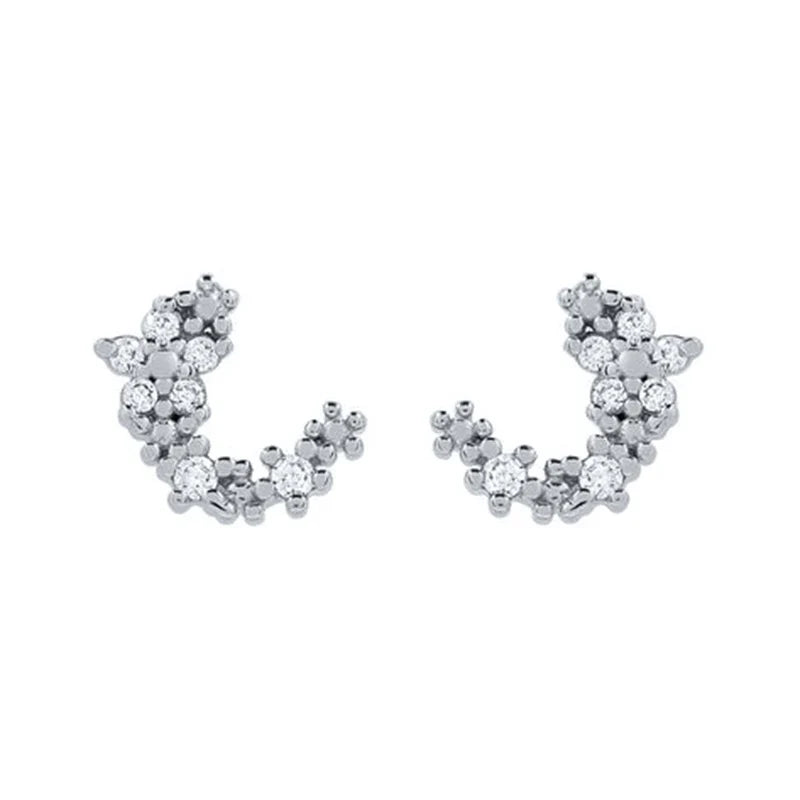 925 Sterling Silver Ear Needle Geometric Zircon Metal Earrings for women Shiny Crystal Luxury Small Stud Fashion Wedding Jewelry
