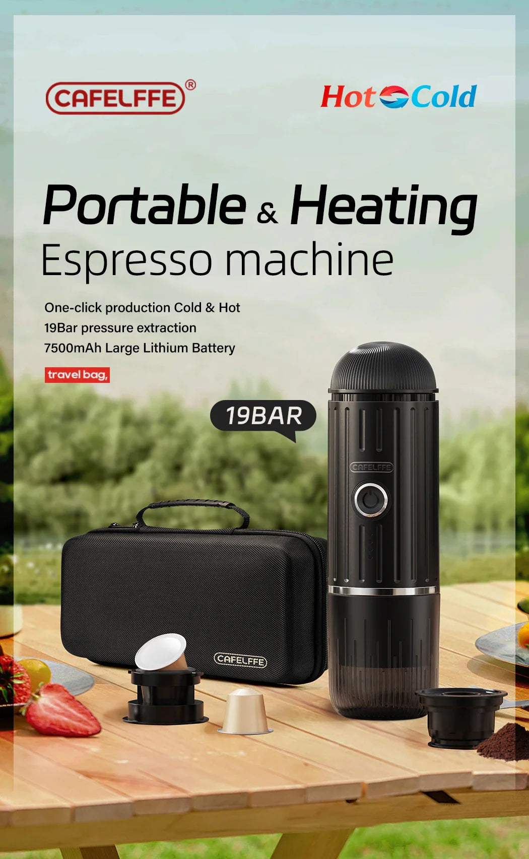 Cafelffe Outdoor Combination Wireless Electric portable espresso machine,Coffee Gift Giving Camping hiking Travel bag cafetera