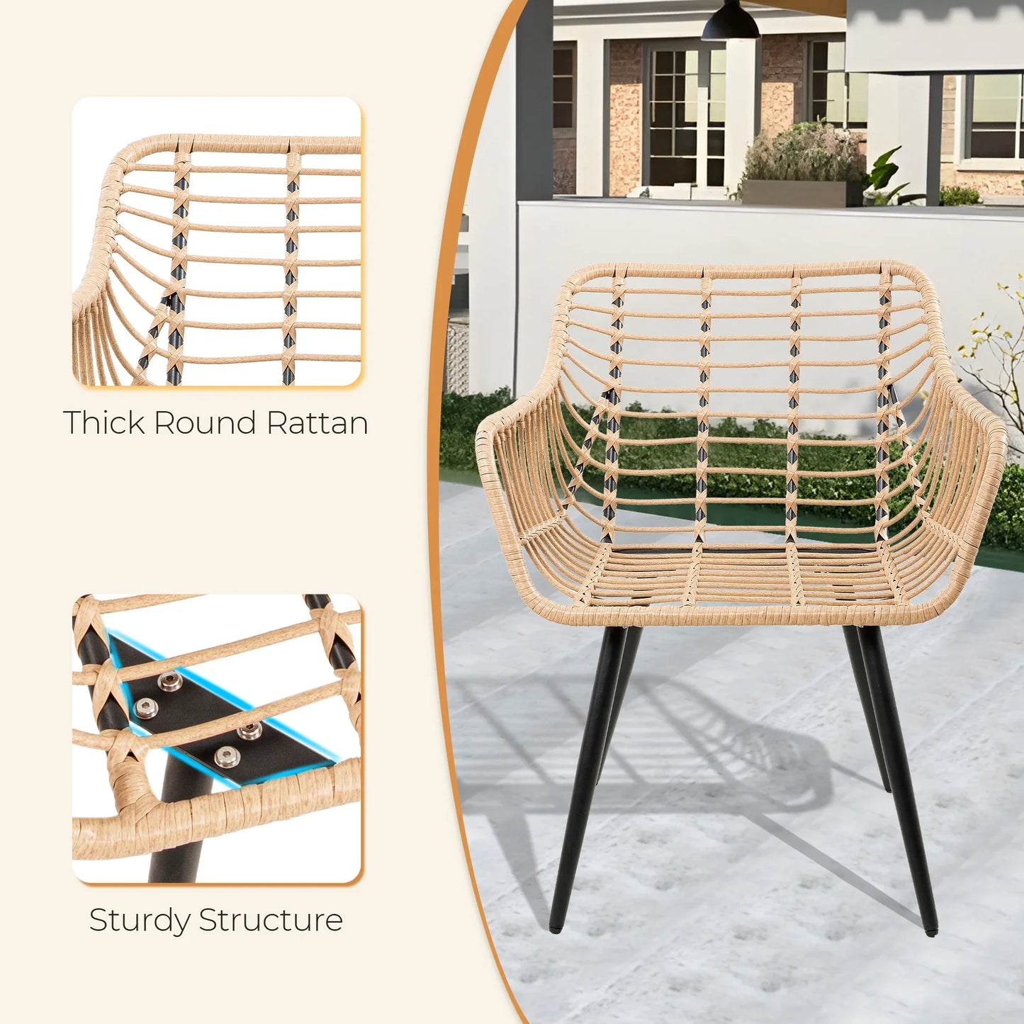 5 Piece Patio Furniture Set, Outdoor Wicker Small Conversation Bistro Set.