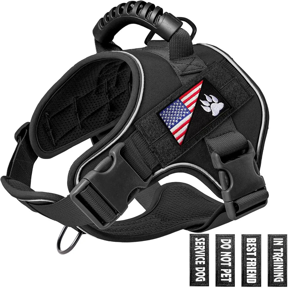 Explosion-Proof Tactical Dog Harness - Training and Outdoor Activity Vest for Doberman Pinschers and Small/Medium/Large Breeds