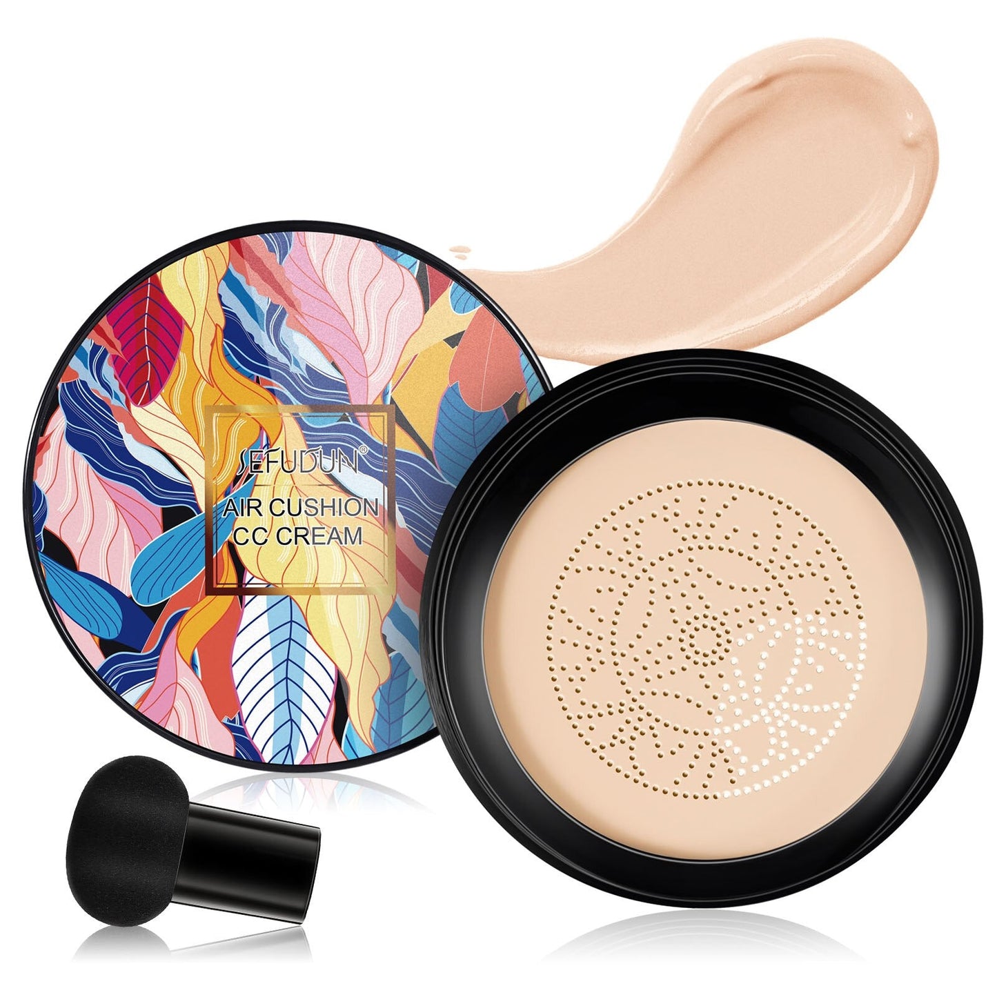 CC Cream Moisturizing Liquid Foundation Concealer Long Lasting Safe Plant Ingredients CC Cream With Mushroom Head Apply Makeup
